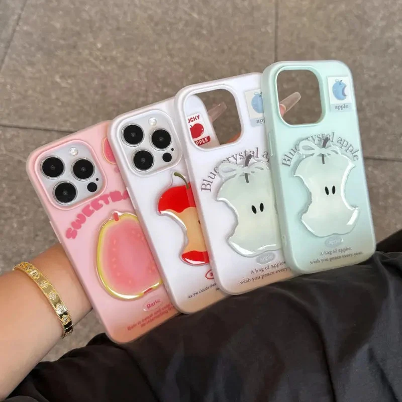 趣味水果立体贴件苹果12promax手机壳iPhone16/15磨砂13/11二合一