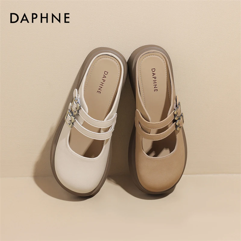 达芙妮新款厚底玛丽珍鞋女2025春季百搭增高轻便一脚蹬包头半拖鞋