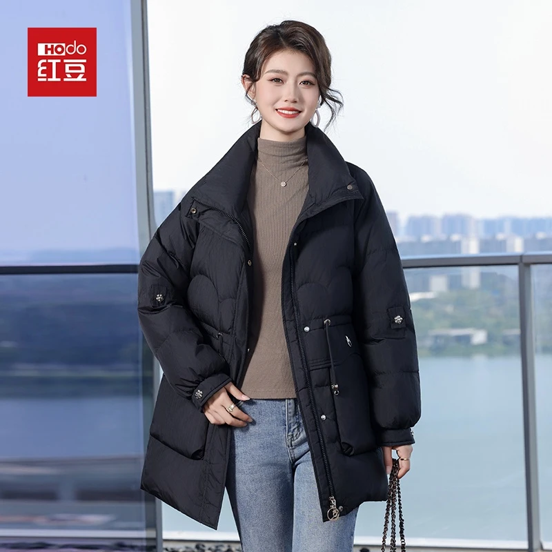 Hodo/红豆羽绒服女冬季新款中长款加厚保暖连帽气质保暖外套3025