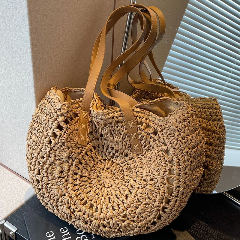 编制草编包包女秋冬海边度假沙滩包泰国小众大容量单肩托特包