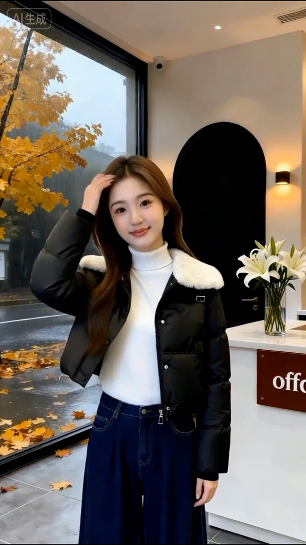 PU皮棉服女冬季2025新款今年流行爆款棉衣袄羊羔毛娃娃领外套