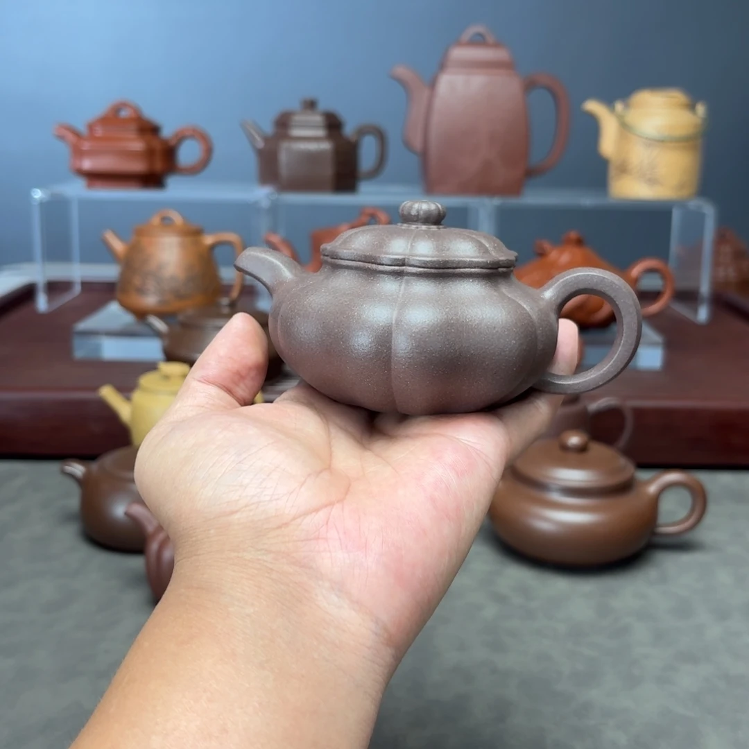 茶壶紫砂葵仿古160CC天青