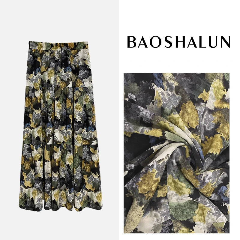 高级油画风高腰半身裙301001