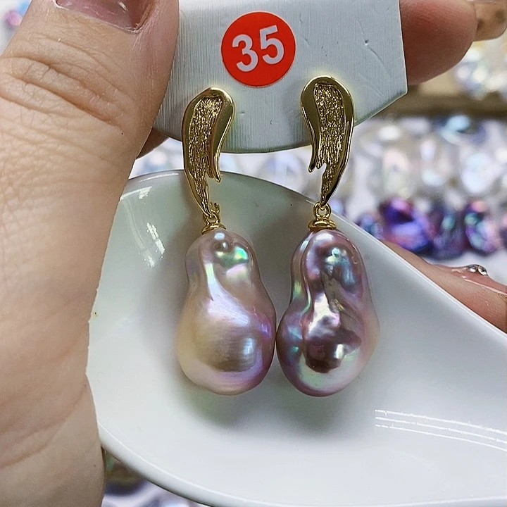 银S925镶嵌耳饰淡水珍珠