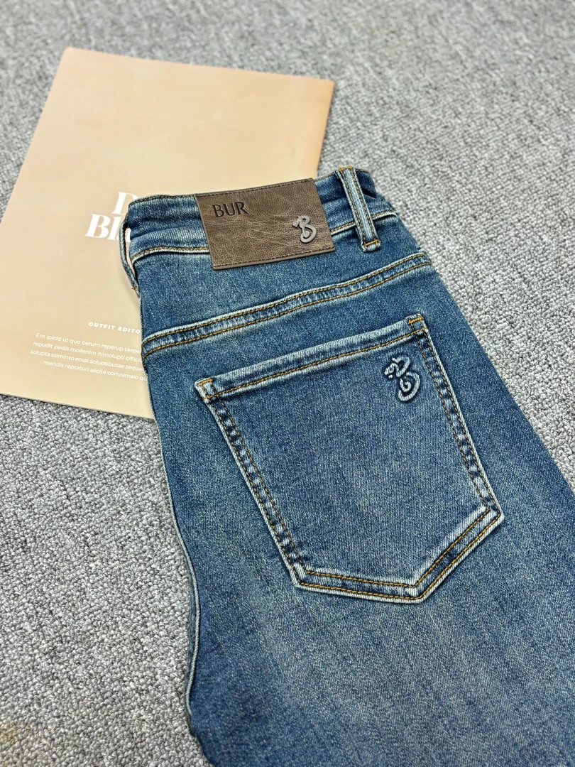 【PT专属】欧货新品时尚潮流高端弹力长裤牛仔裤男士修身直筒深蓝色