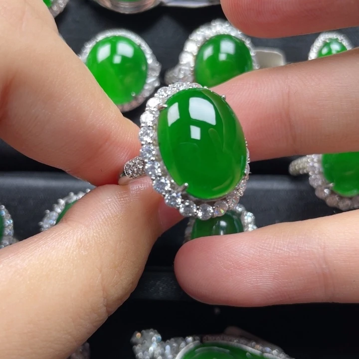李****翡翠戒指银S925镶嵌