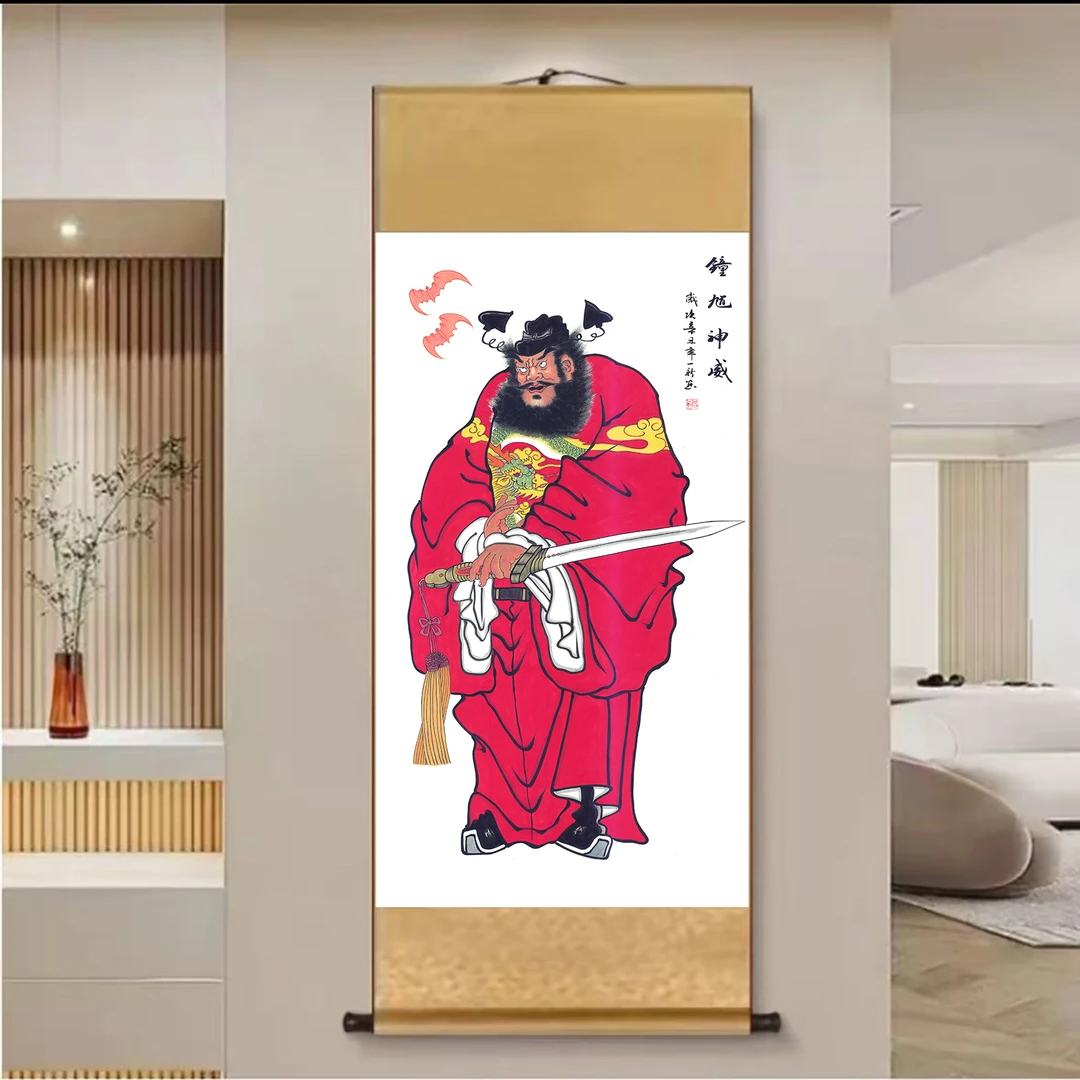 A73 红衣钟馗  140*45卷轴画