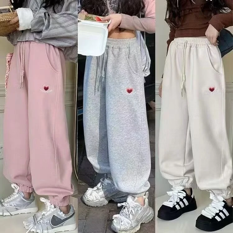 中大童洋气裤子2025春秋新款韩版女孩百搭休闲运动束脚哈伦裤外穿
