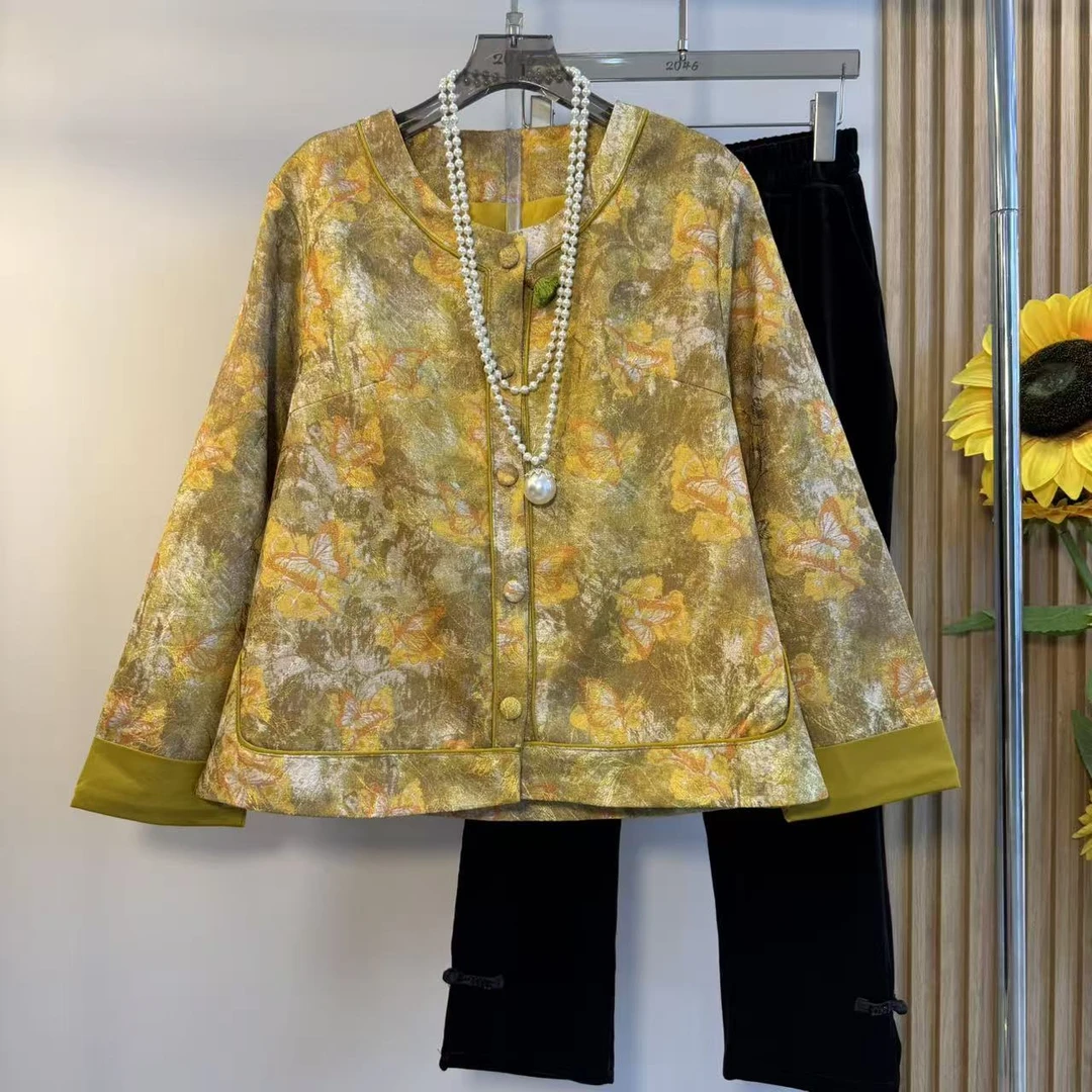 新中式国风复古提花短外套女2025年秋装新款高端气质宽松显瘦上衣