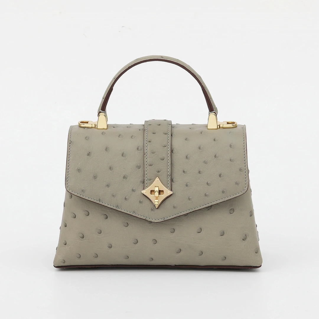 新款鸵鸟皮女包时尚潮流带锁女士手提包高级感真皮单肩斜挎包肩包