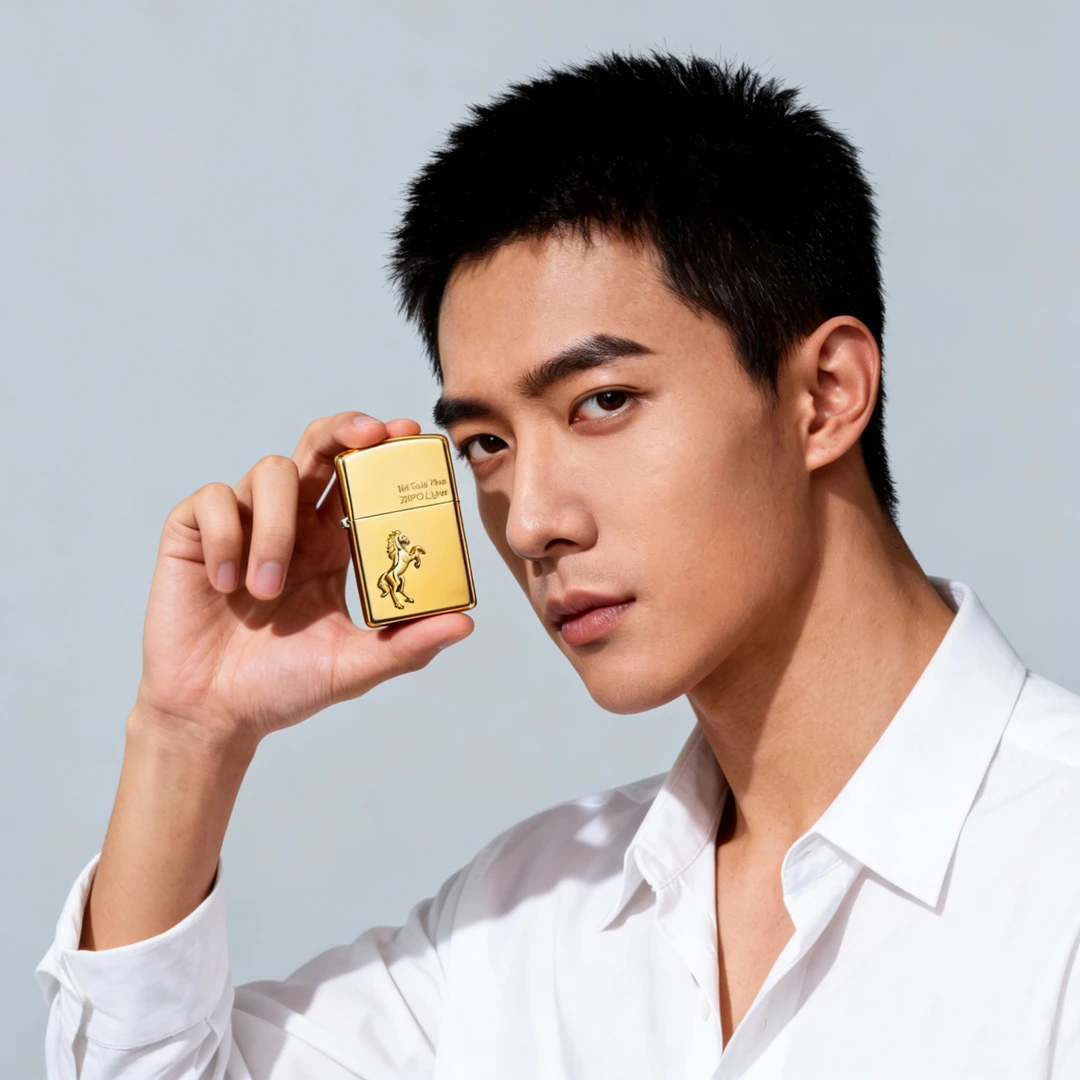 ZIPPO/之宝骏马迎风福运金马镜面送男士浪漫礼物克罗心热恋之翼