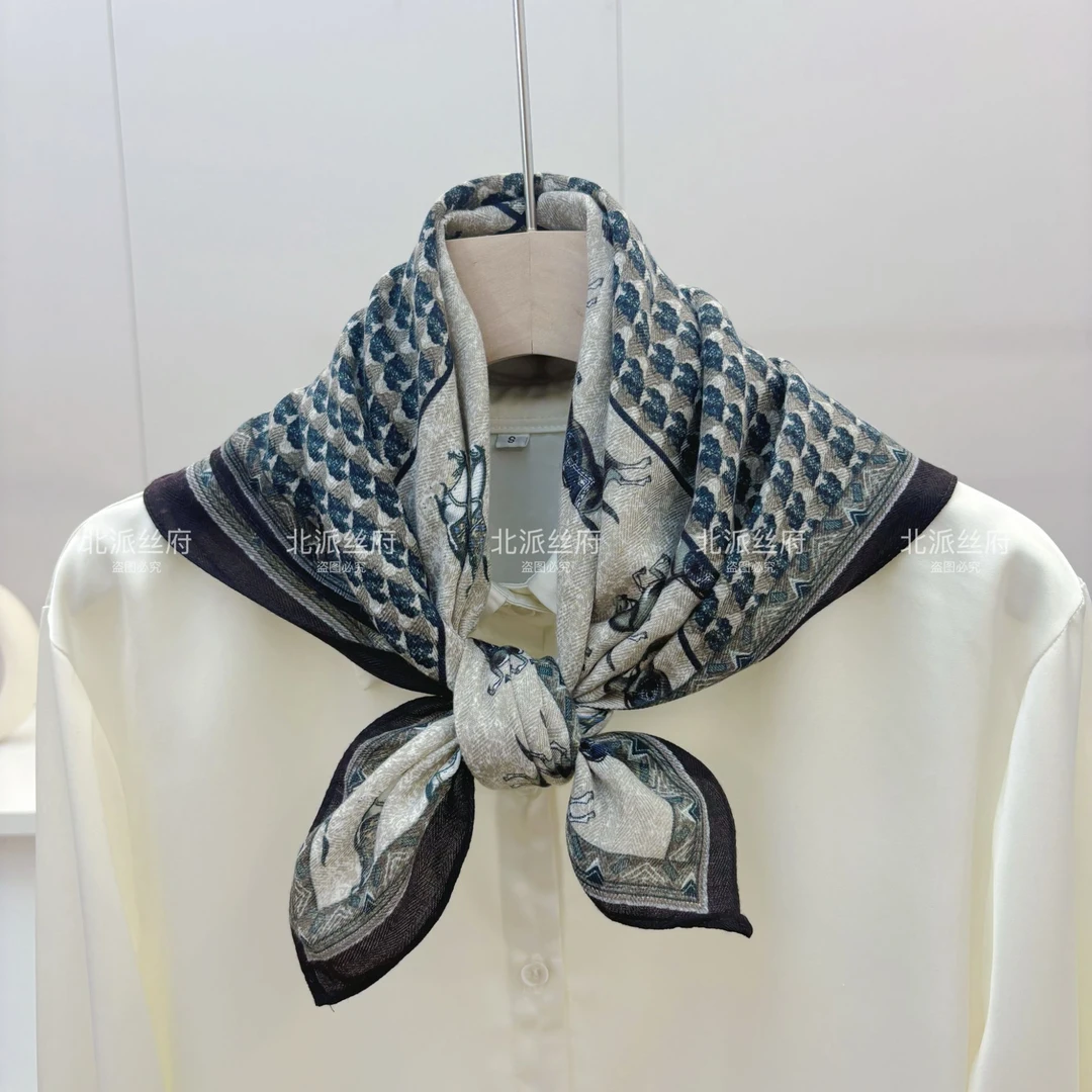 【灰咖拼色】 老钱风百搭时尚优雅披肩丝巾70*70左右