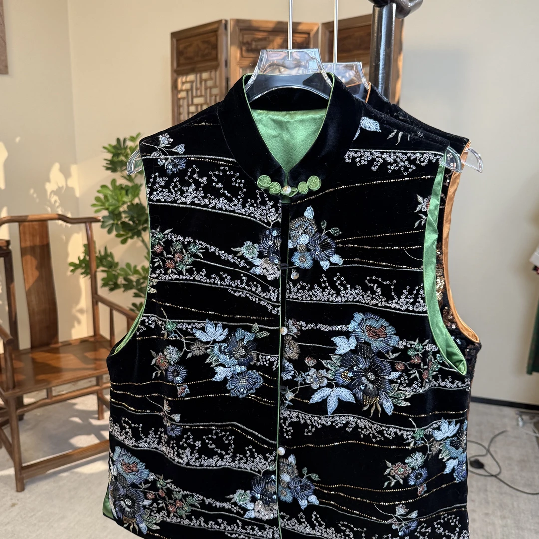 6818新款气质国风重工棉马甲