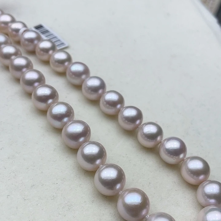 淡水珍珠颈饰银S925镶嵌10-11极光蔓塔玫瑰