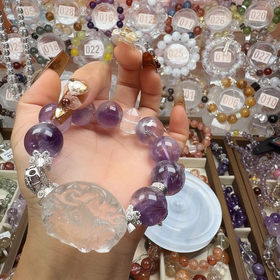 落***.银S925镶嵌手链烟晶