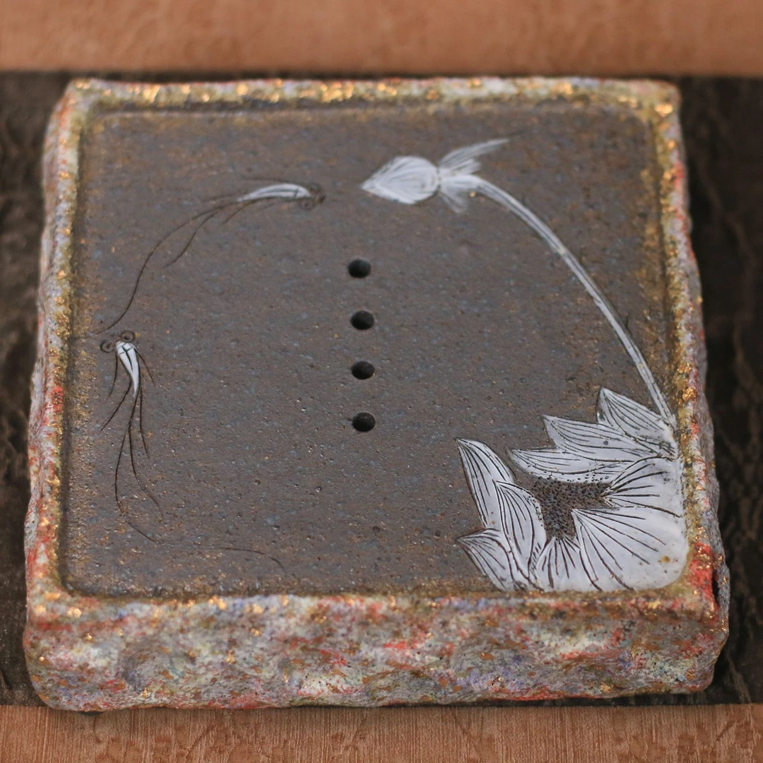 【高越】纯手工手绘复古陶瓷家用岩矿七彩蓄水壶承双层两用干泡盘