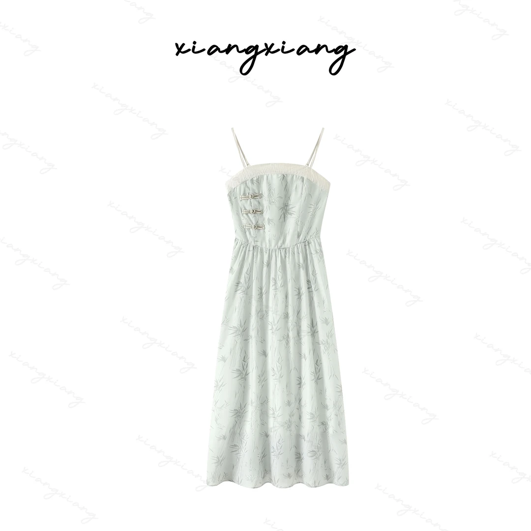 00011国风连衣裙2024新款小个子高腰显瘦吊带裙