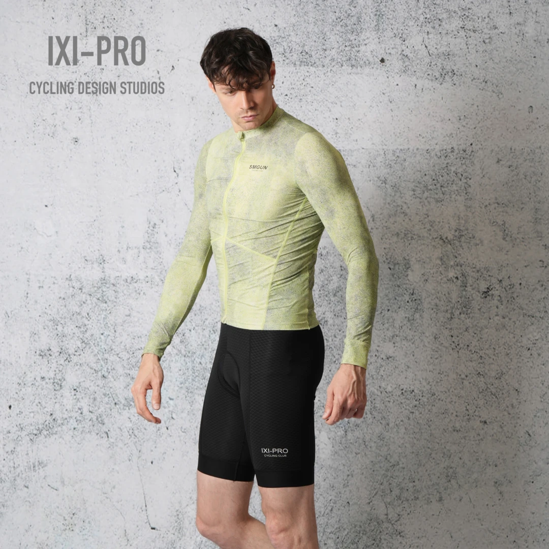 摩西绿色骑行服顺滑柔软速干修身