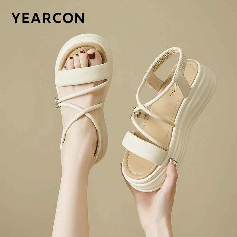 意尔康凉鞋女厚底增高鞋夏季时尚百搭外穿仙女风休闲凉鞋28076W