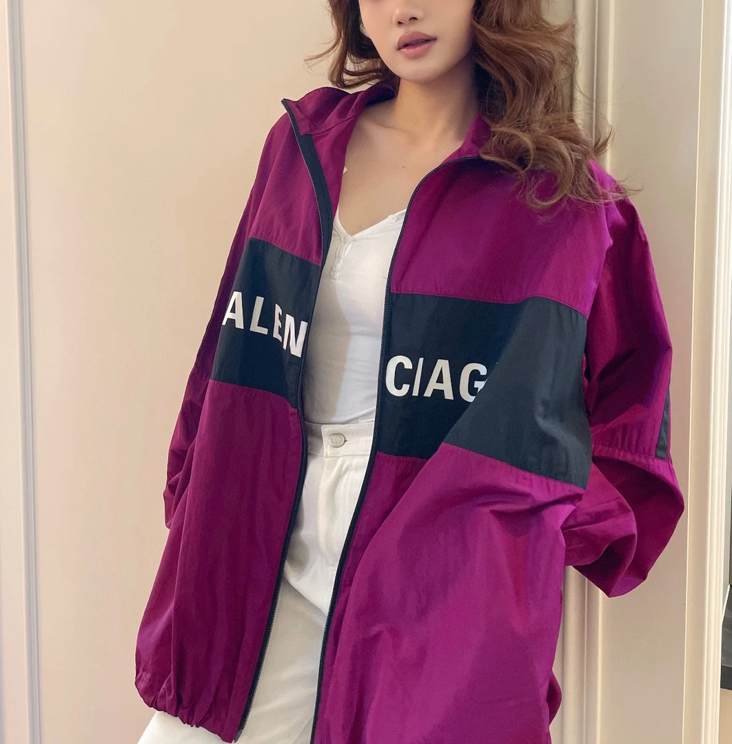 99新 Balenciaga/巴黎世家 紫色拼接冲锋衣 36码 D18445