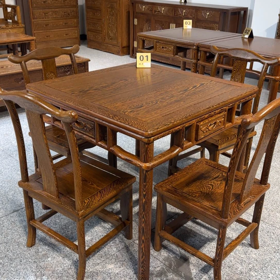 鸡翅木类成套家具78✖️78高68一桌四椅