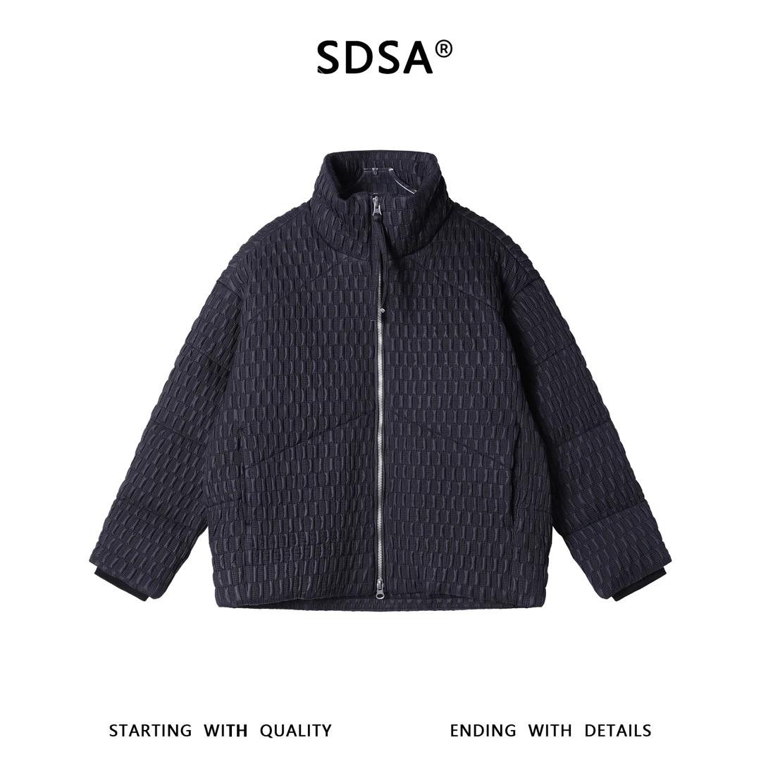 SDSA男士秋冬新款痞帅男装简约时尚提花立领羽绒服外套百搭宽松
