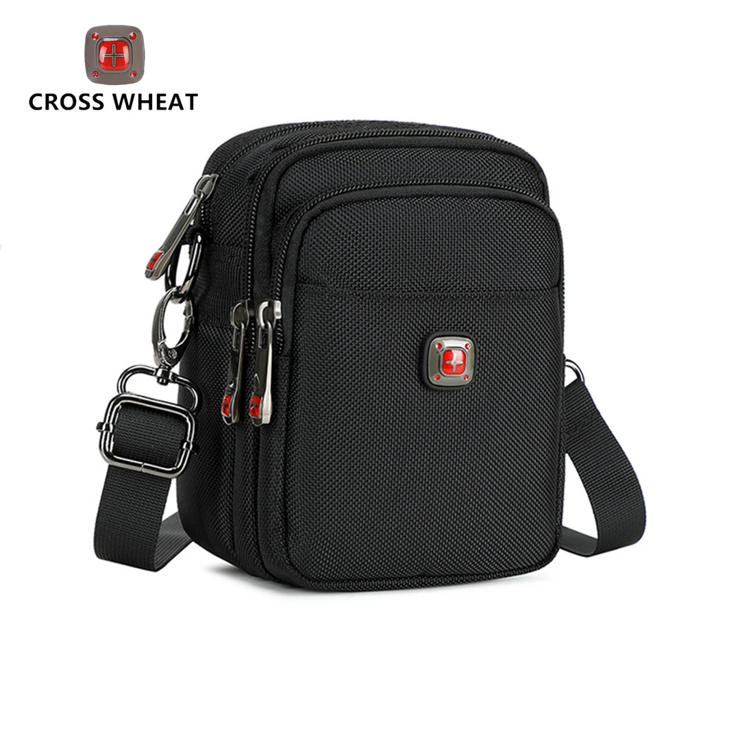 瑞士军刀单肩包男士牛津布穿皮带手机腰包弹弓包运动休闲斜挎小包