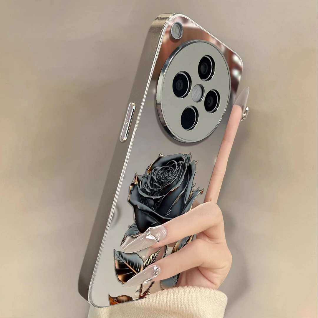 黑金玫瑰适用oppofindx8手机壳春夏新女款超薄全包防摔高级感创意