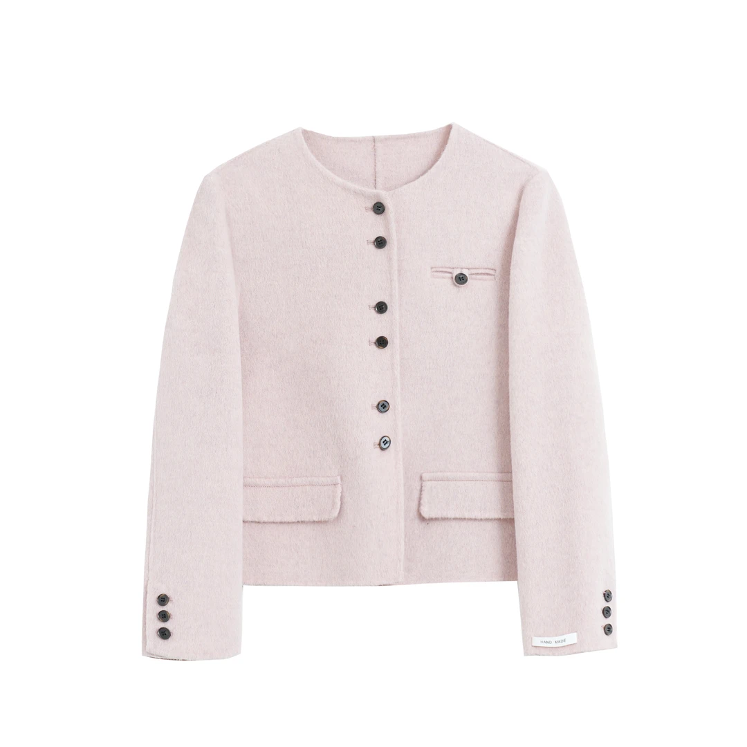 简约春款双面外套羊毛羊毛短外套小香风高端时尚大衣新休闲女士