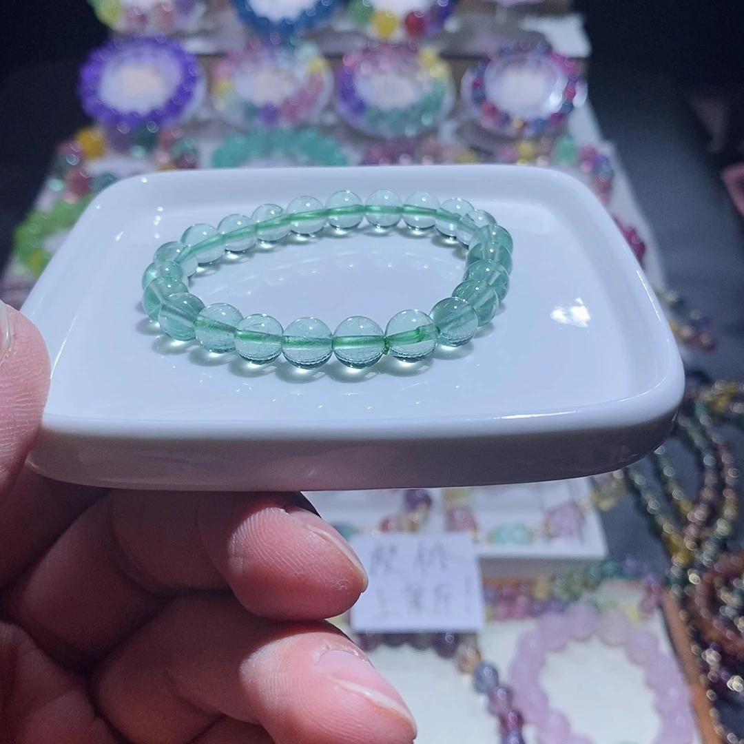 未镶嵌水晶手链薄荷绿单圈8mm