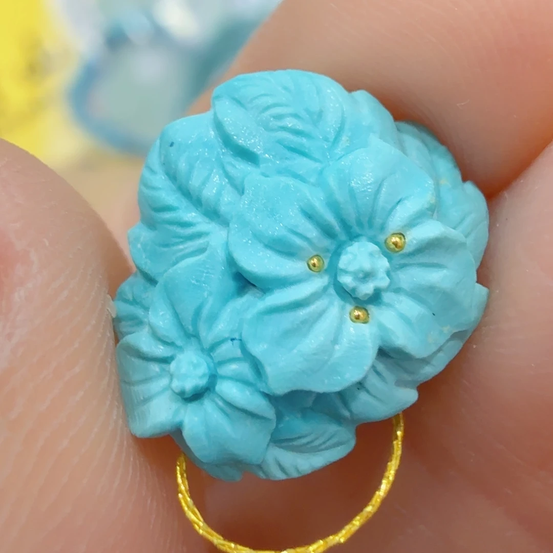 绿松石18K金镶嵌珠宝奇石