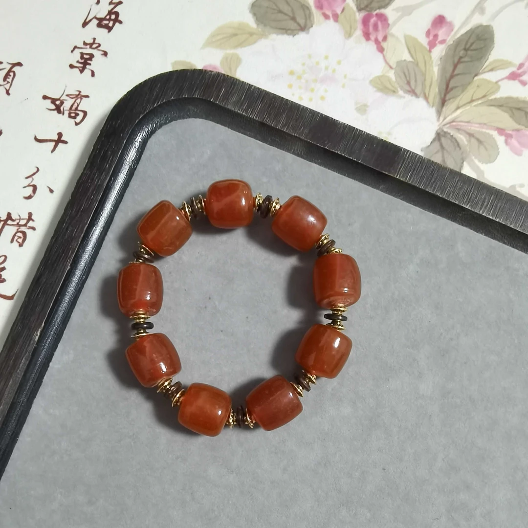 老琉璃复古百搭酱果色手串5031012