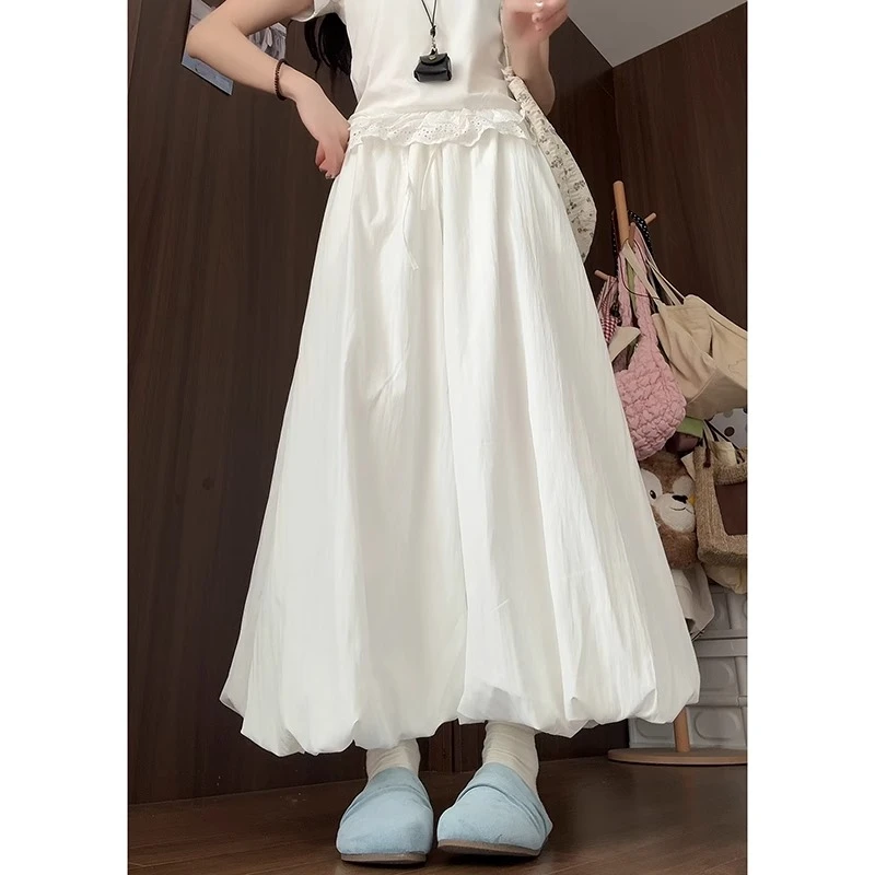 黄色花苞裙裤女夏季新款高腰宽松显瘦垂感阔腿裤小个子休闲灯笼裤