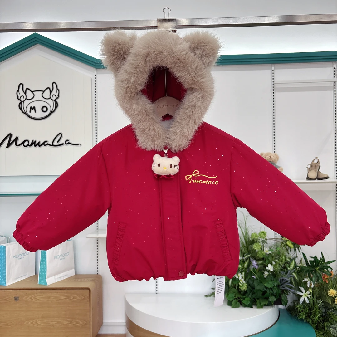 MOMOCO冬季女童甜美时尚kt猫棉服洋气外套保暖外套