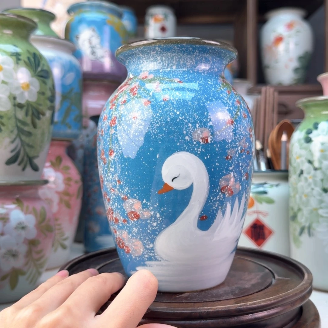 景德镇陶瓷手绘花瓶无孔