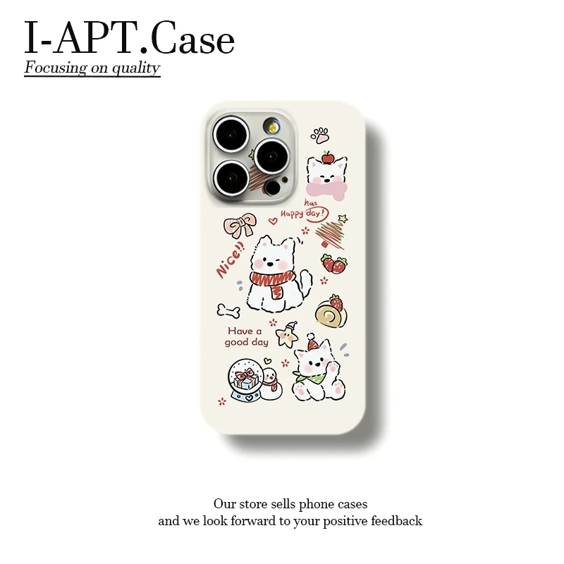 圣诞围巾小狗菲林适用iPhone苹果16手机壳华为oppo小米vivo新款男