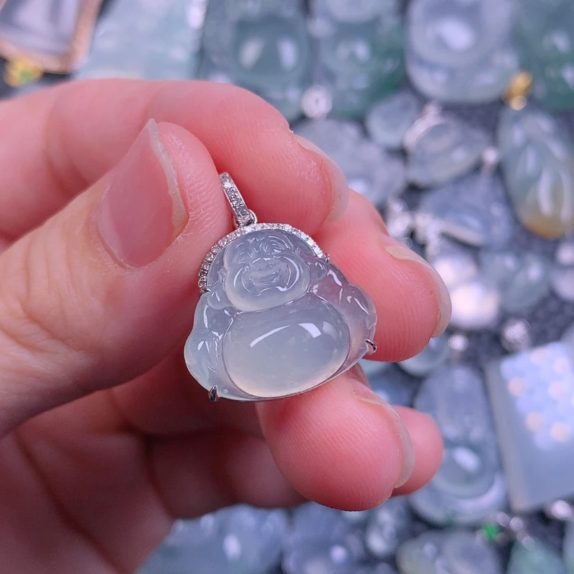 【闪购商品】翡翠18K金镶嵌颈饰碧**皮天然缅甸翡翠