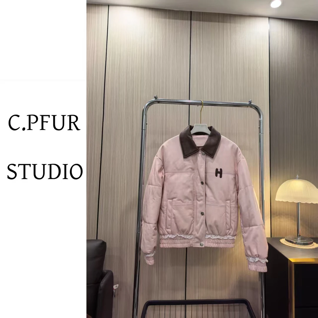 C.PFUR STUDIO25499海宁冬季女生皮衣羽绒服短款设计师时尚休闲