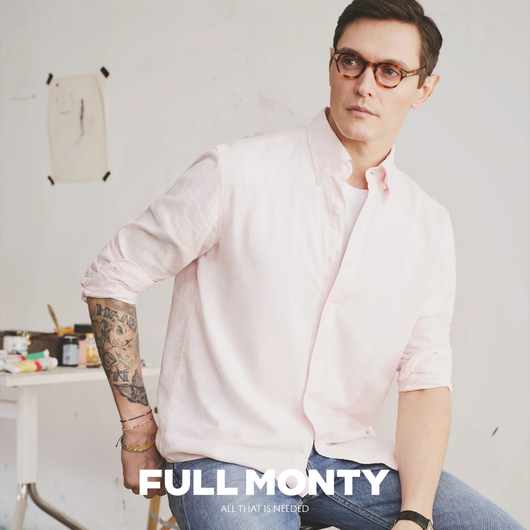 【亚麻】衬衫男士长袖暗扣领宽松休闲西装西服衬衣男装夏季上衣