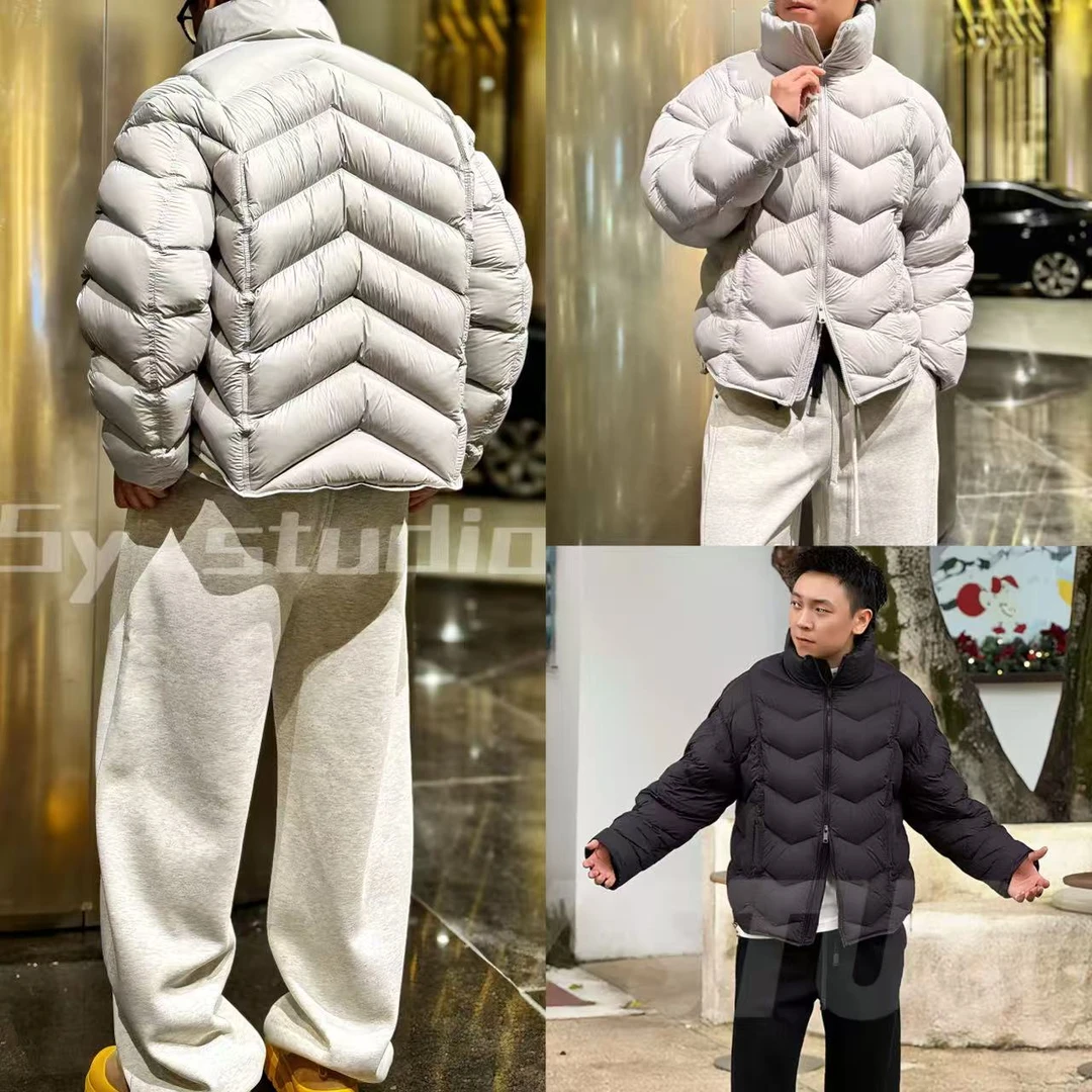 『0°系列』90绒子白鸭绒防水泡芙羽绒服龟背排骨立领男士冬季加厚款