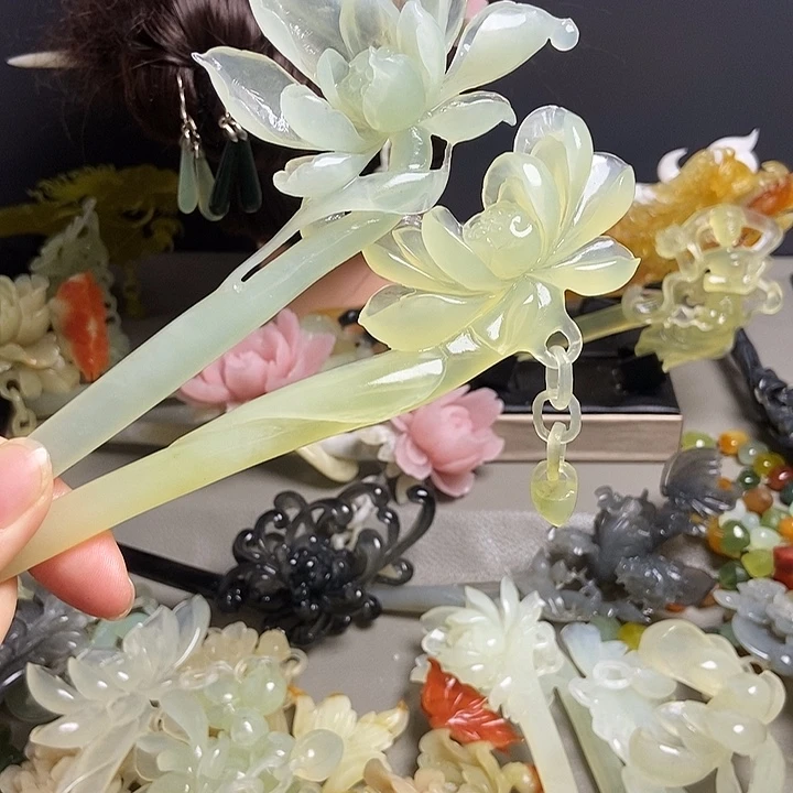 漫***天岫玉未镶嵌发簪发簪