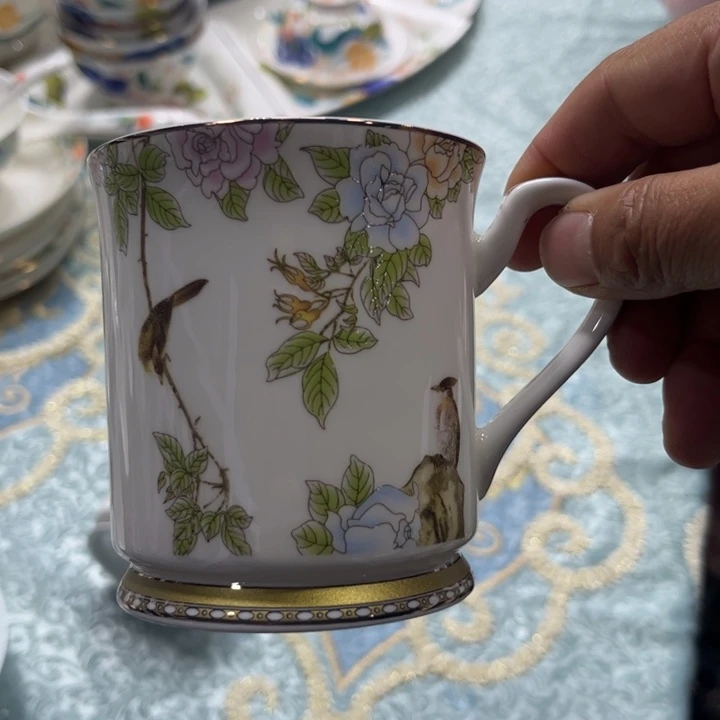 瓷片琴瑟咖啡杯二个微瑕