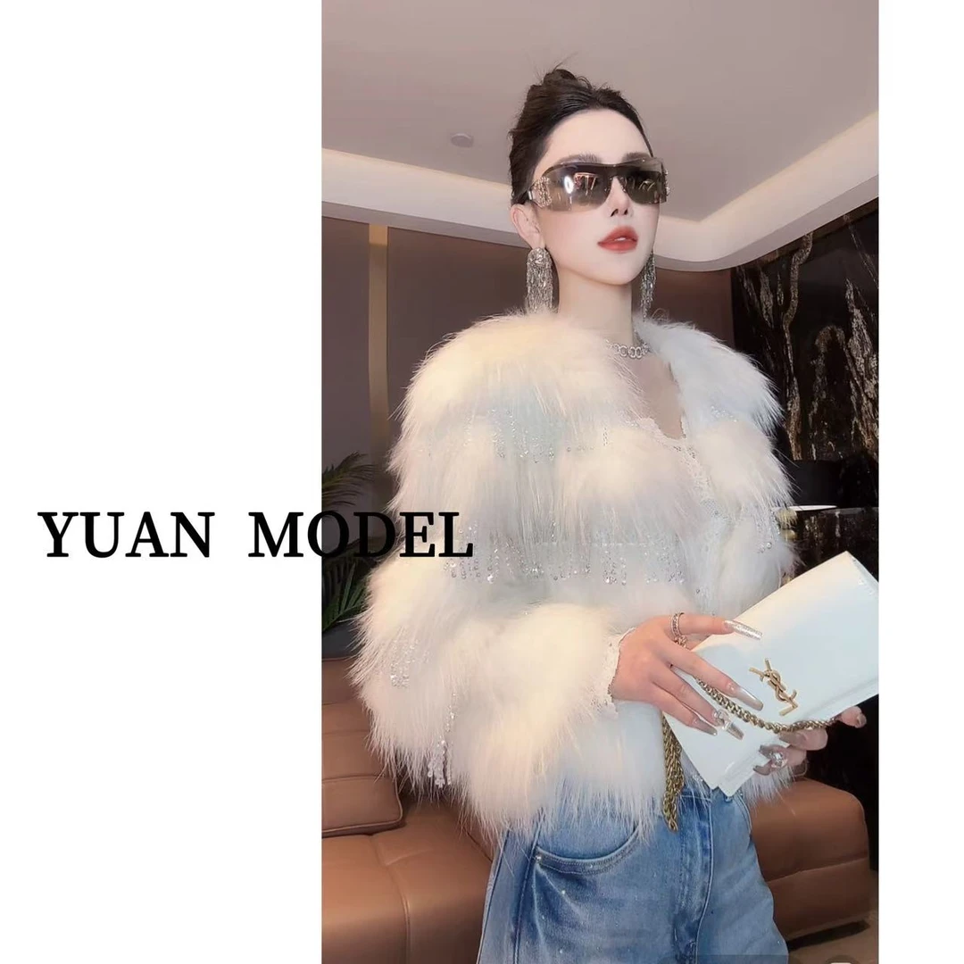 YUAN MODEL/媛老板-【年末宠粉】高端亮片流苏气质贵妇草外套122112