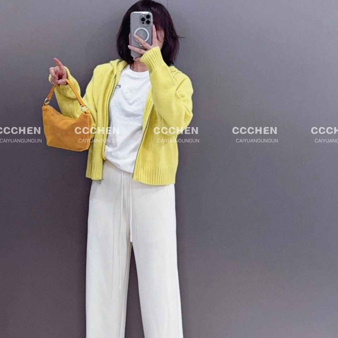 「CCCHEN」2025秋冬上新连帽针织宽松型冬季开衫毛针织衫