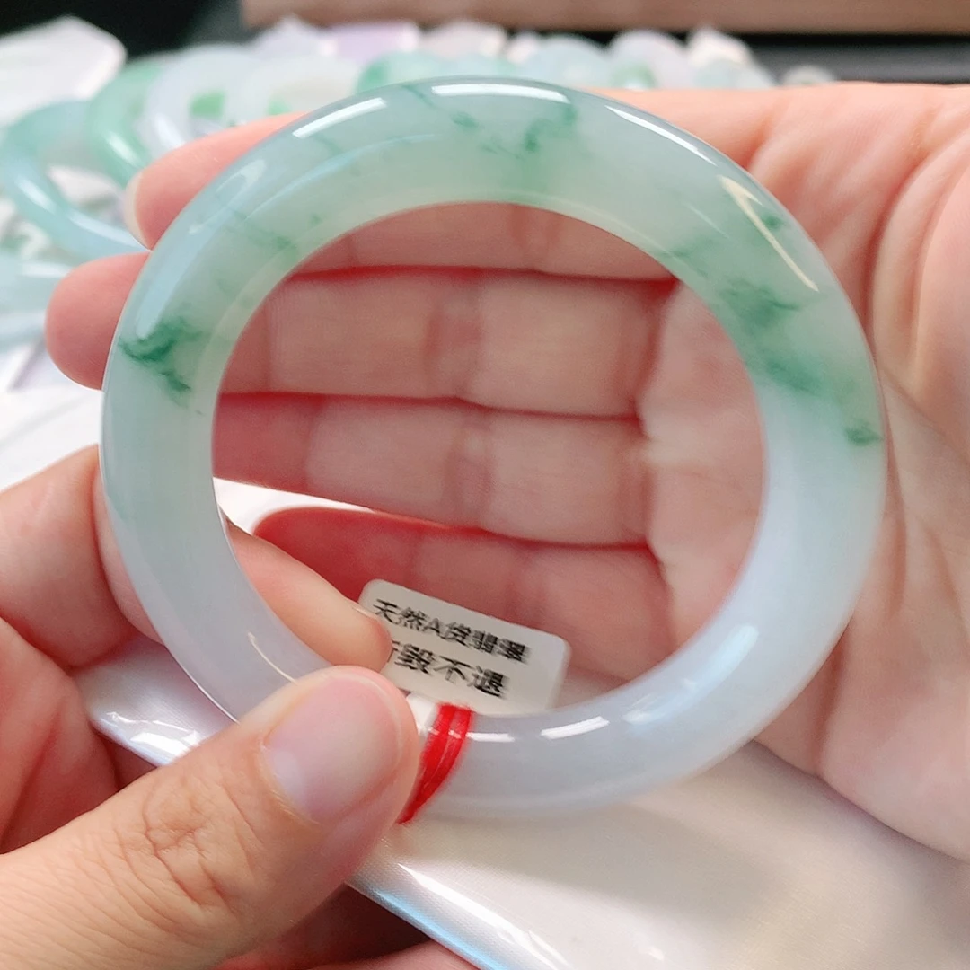 翡翠未镶嵌手镯54胖圆