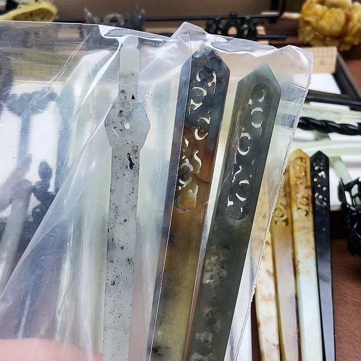 岫玉发簪未镶嵌画****秋