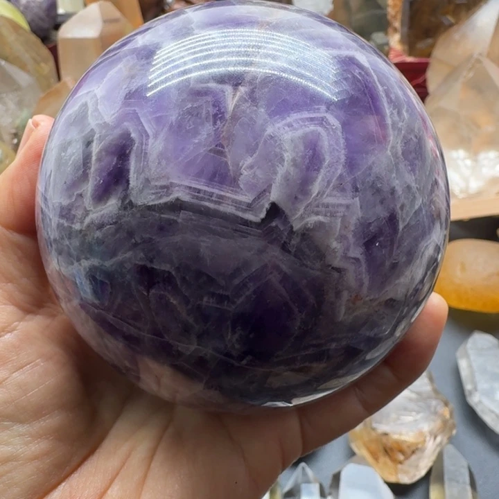 石材紫水晶球带底座