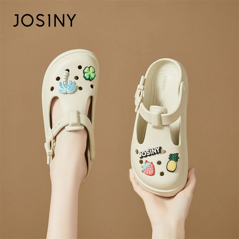 卓诗尼洞洞鞋女2025夏季新款百搭时尚包头外穿厚底增高女士凉拖鞋