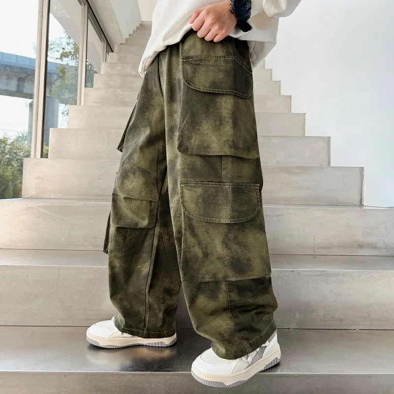 男童工装裤春秋款2025新款儿童裤子中大童运动裤春季男孩休闲长裤