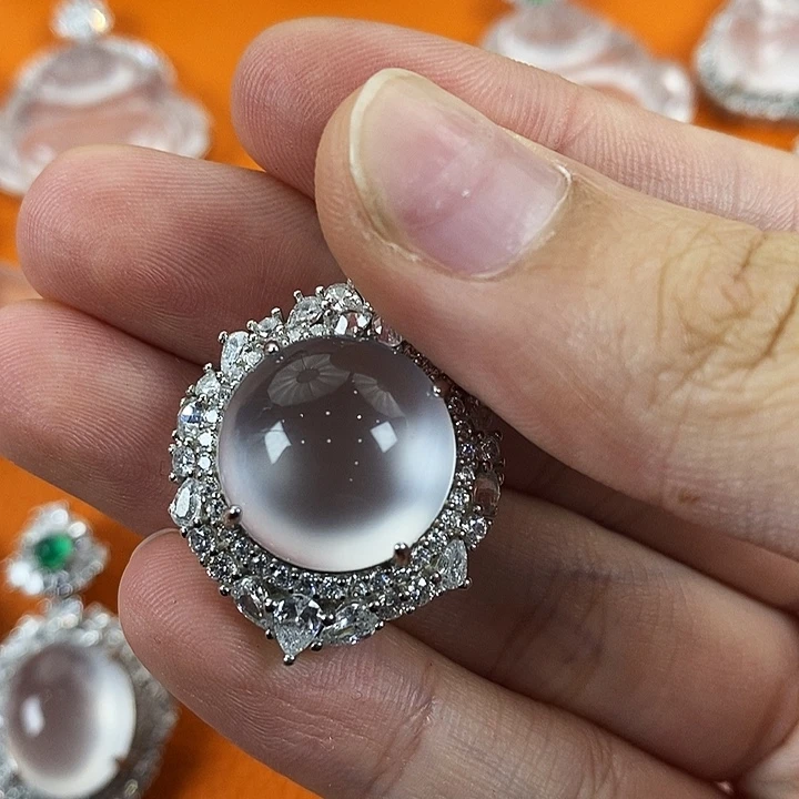 石英质玉银S925镀金镶嵌颈饰